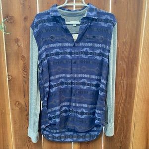 Tucker + Tate navy charcoal frontier button up long sleeve